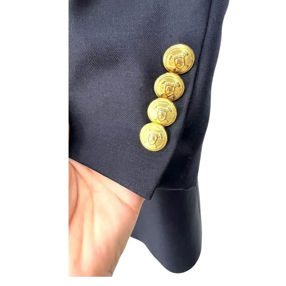 Vintage 90's Ralph Lauren 48 R Blazer Sport Coat Dinner Jacket Navy Gold Button - Picture 2 of 8